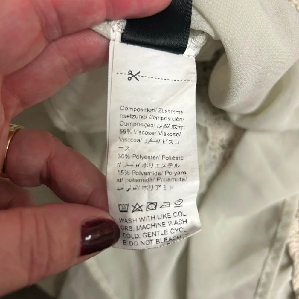 Crochet Embroidered Top Womens M Cream Boho Beachy Cover Up Retro Festival - Picture 6 of 6